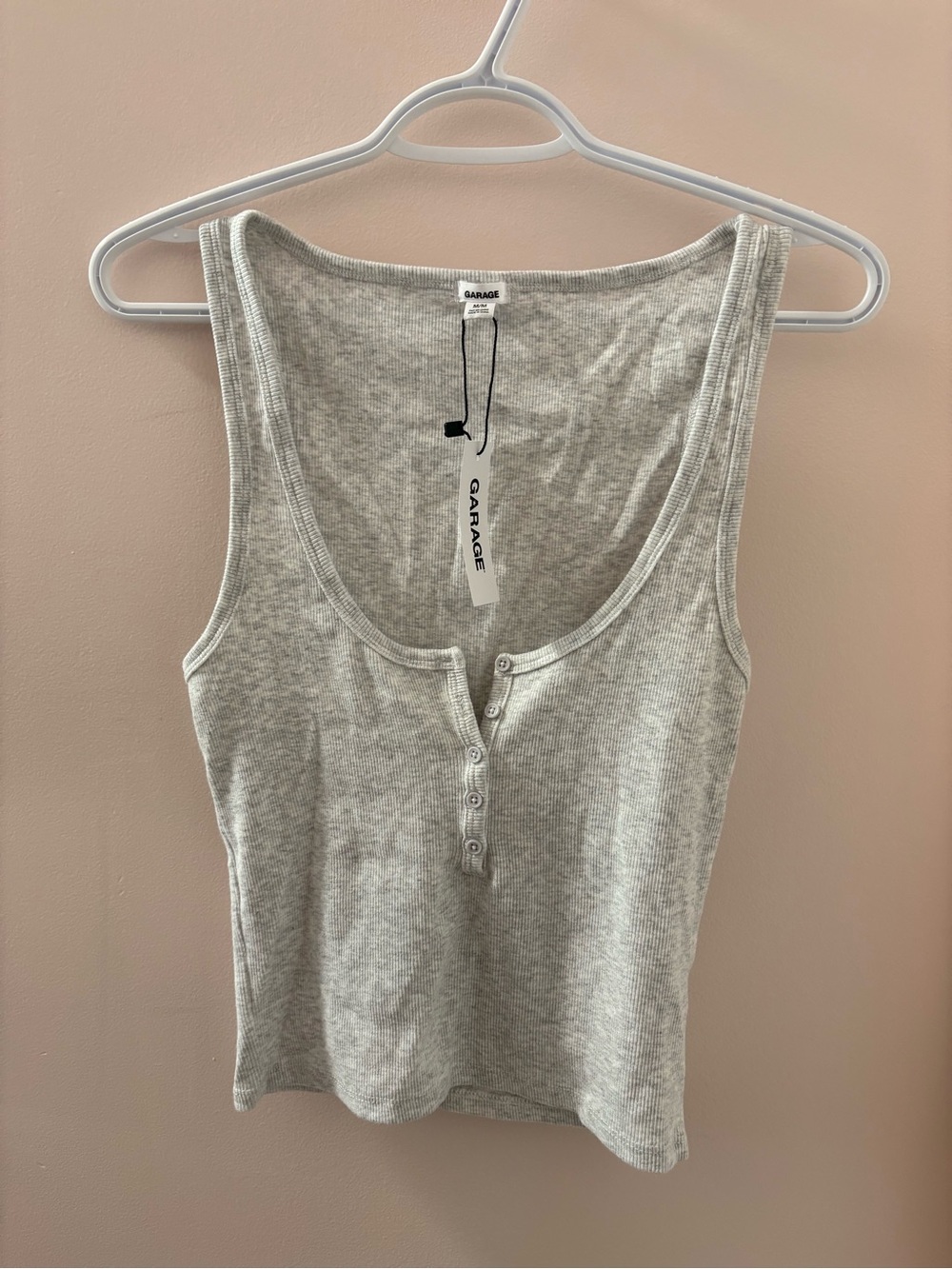 Garage Women’s Light Gray Ribbed Henley Tank